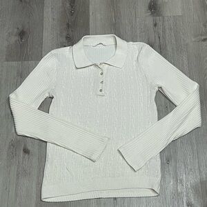 Zara Cream Button Down Polo Shirt
